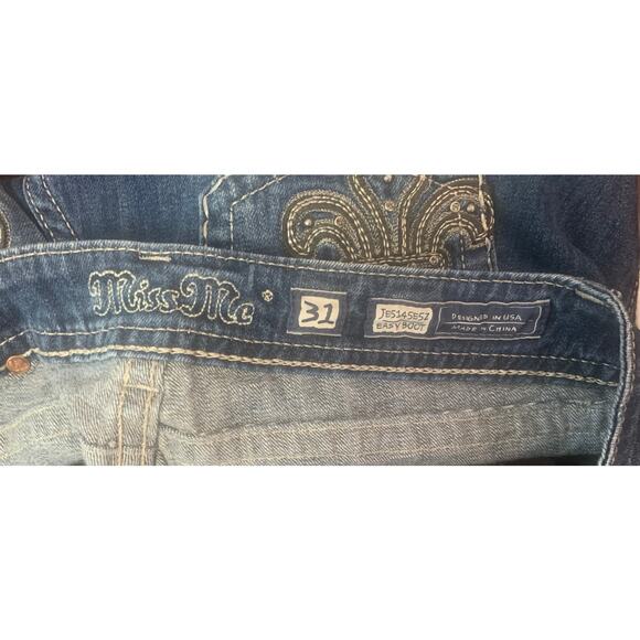 Miss Me sz‎ 31 Easy Boot Rhinestone embellished Fleur De Lis Jeans - Picture 12 of 14